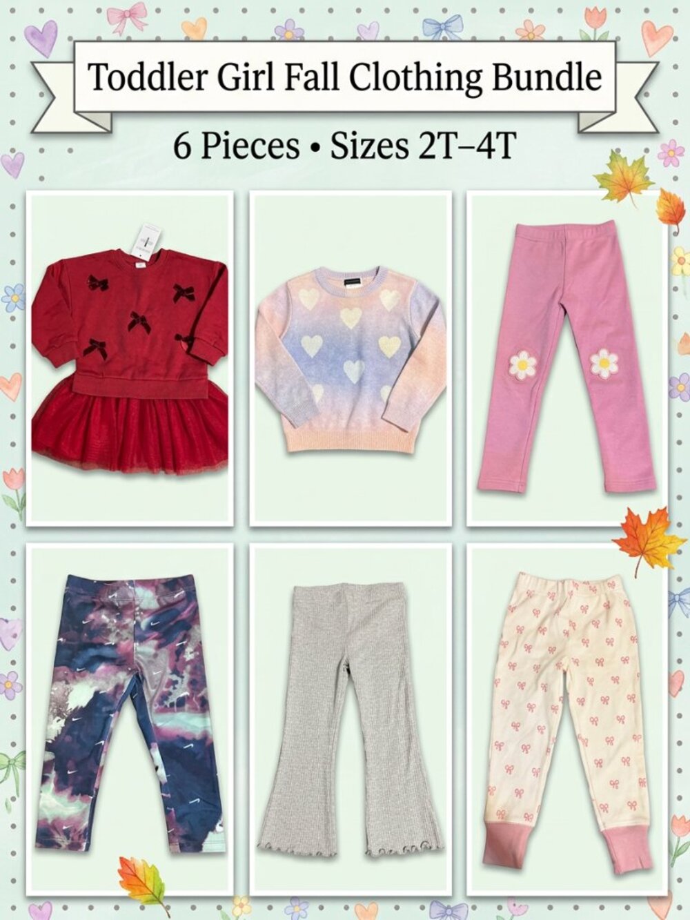 Toddler Girl Fall Clothing Bundle Size 2T-4T Next Nike Mini Boden 6 Pieces